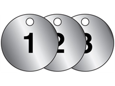 Aluminium valve tags, numbered 1-25