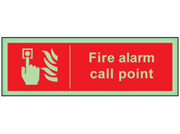 Fire alarm call point photoluminescent safety sign