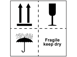 Fragile keep dry combination heavy duty packaging label