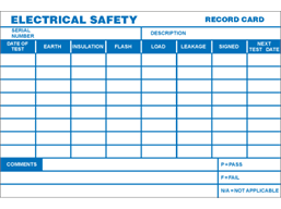 Portable appliance test record card