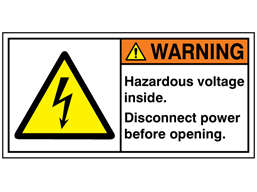 Hazardous voltage inside label