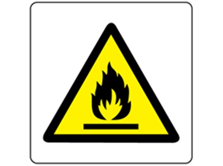 Caution fire risk symbol label.