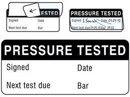 Pressure tested (bar type) write and seal labels.