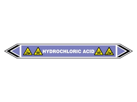 Hydrochloric acid flow marker label.