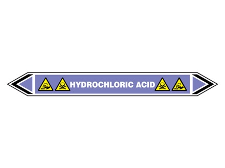 Hydrochloric acid flow marker label.