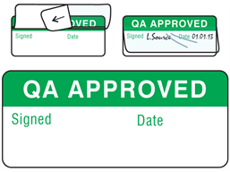QA approved write and seal labels.