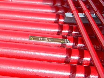 Fuel oil flow marker label.