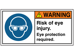 Warning risk of eye injury eye protection required label