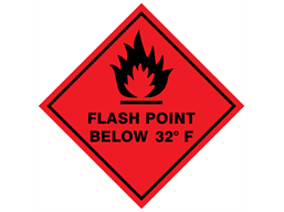 Flash point below 32°F hazard warning diamond sign