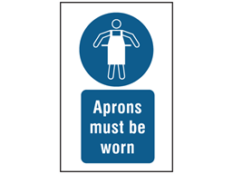 Aprons must be worn symbol and text safety sign.