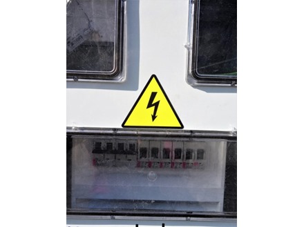 Electrical warning symbol label.