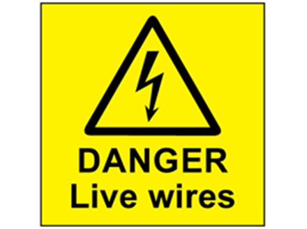 Danger live wires label