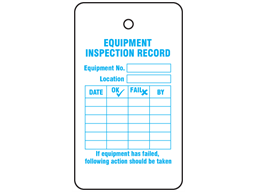 Equipment inspection record tag.