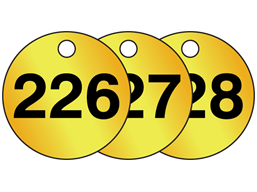 Brass valve tags, numbered 226-250