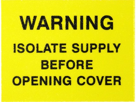 Warning isolate supply before opening cover label