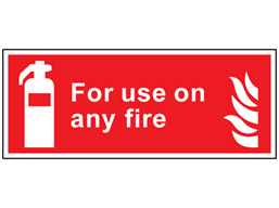 For use on any fire symbol and text safety sign.