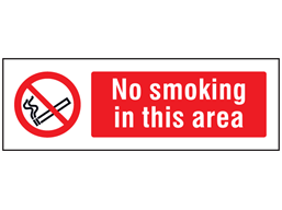 No smoking in this area safety sign.
