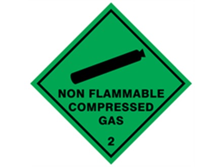 Non flammable compressed gas 2 hazard warning diamond sign