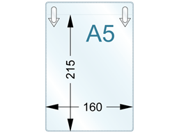 Document pocket, A5 vertical, with clip attachments