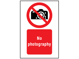 No photography symbol and text safety sign.