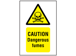 Caution dangerous fumes symbol and text safety sign.