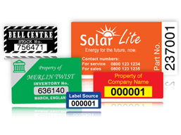 Assetmark destructible serial number label (logo / full design), 19mm x 38mm