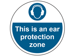 This is an ear protection zone symbol and text floor graphic marker.