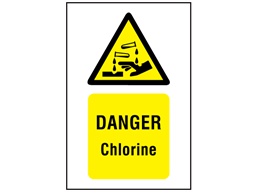 Danger chlorine symbol and text safety sign.