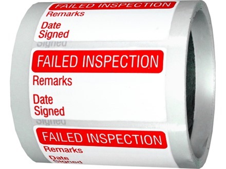 Failed inspection quality assurance label