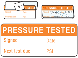 Pressure tested (PSI type) write and seal labels.