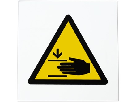 Finger trap keep clear hazard symbol safety sign.