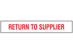 Return to supplier stock rack label.