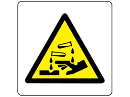 Warning corrosive symbol label.