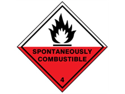 Spontaneously combustible 4 hazard warning diamond sign