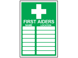 First aiders symbol and text safety sign.