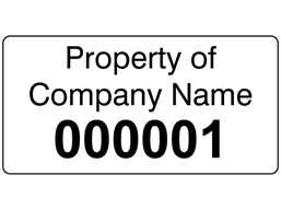 Assetmark tamper evident serial number label (black text), 19mm x 38mm