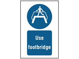 Use footbridge symbol and text safety sign.