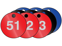 Coloured aluminium valve tags, numbered 51-75