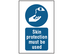 Skin protection must be used symbol and text safety sign.