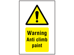 Warning anti-climb paint symbol and text sign.