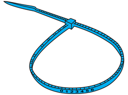 Serial numbered nylon cable ties, blue