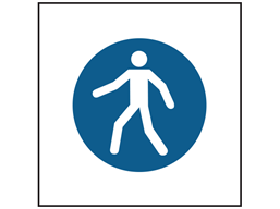 Pedestrian route symbol safety sign.