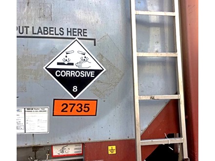 Corrosive, class 8, hazard diamond label