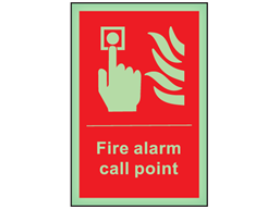 Fire alarm call point symbol and text photoluminescent safety sign