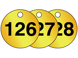 Brass valve tags, numbered 126-150