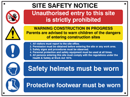 Building site safety notice sign