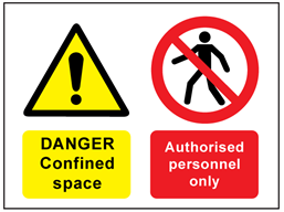 Danger confined space, authorised personnel only safety sign.