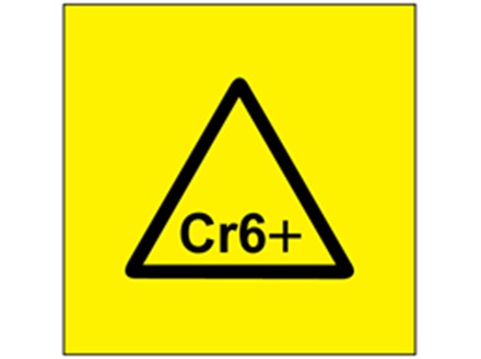 Cr6+ (chrome) symbol label.