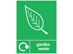 Garden waste WRAP recycling sign.