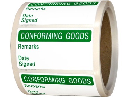 Conforming goods quality assurance label